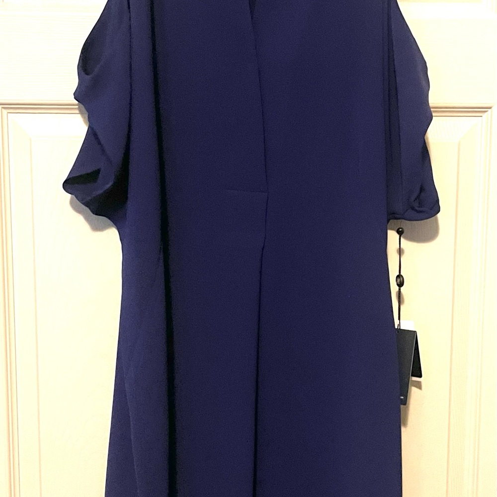Elegant Blue Sphre Cold Shoulder Dress - Picture 3 of 5